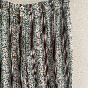 FREE PEOPLE Floral Striped Wide Leg Pants